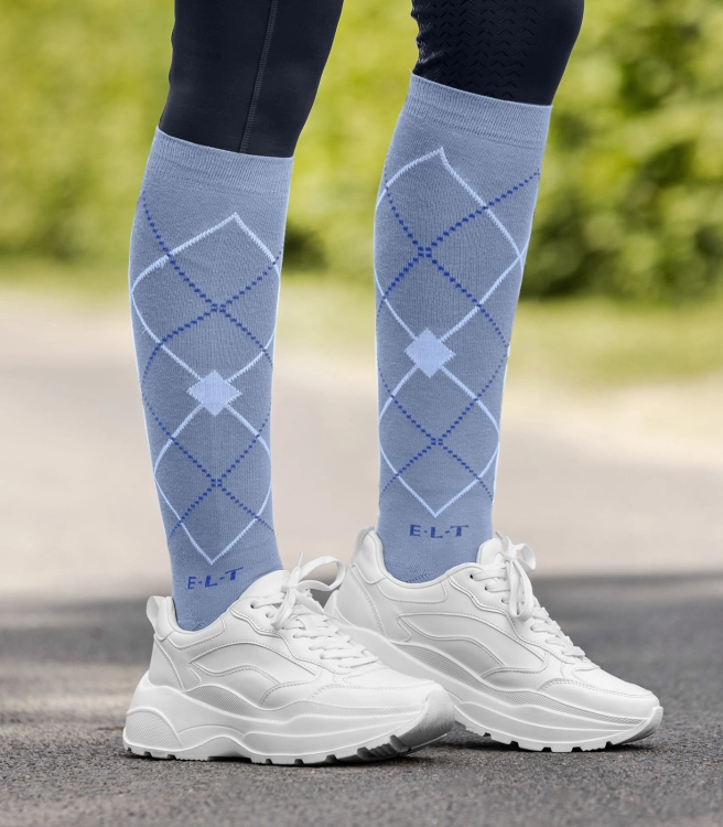Podkolanówki jeździeckie ELT Argyle w kolorze blue grey