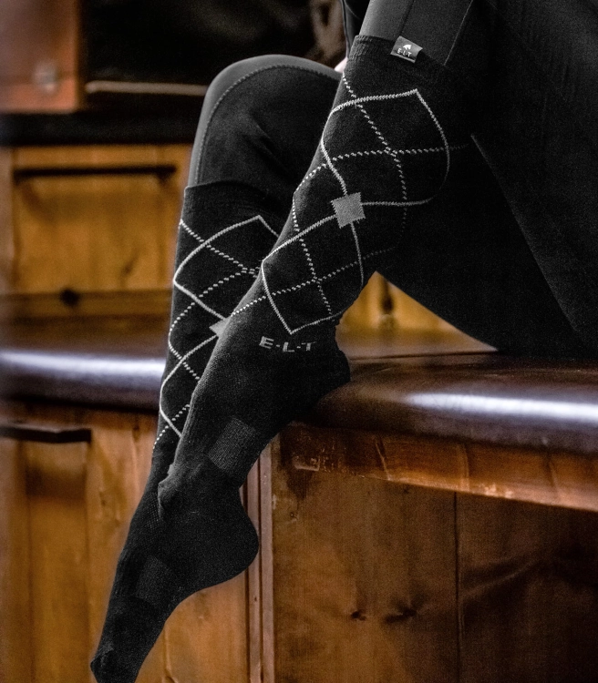 Podkolanówki jeździeckie ELT Argyle w kolorze black/stone blue