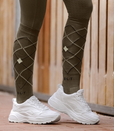 Podkolanówki jeździeckie ELT Argyle w kolorze green brown