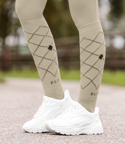 Podkolanówki jeździeckie ELT Argyle w kolorze beige grey