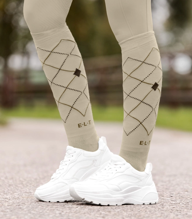Podkolanówki jeździeckie ELT Argyle w kolorze beige grey