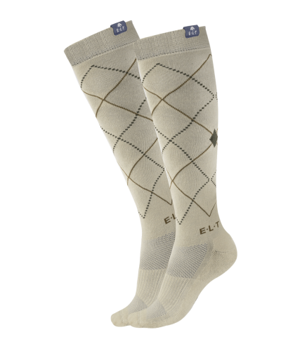 Skarpetki jeździeckie ELT Argyle w kolorze beige grey