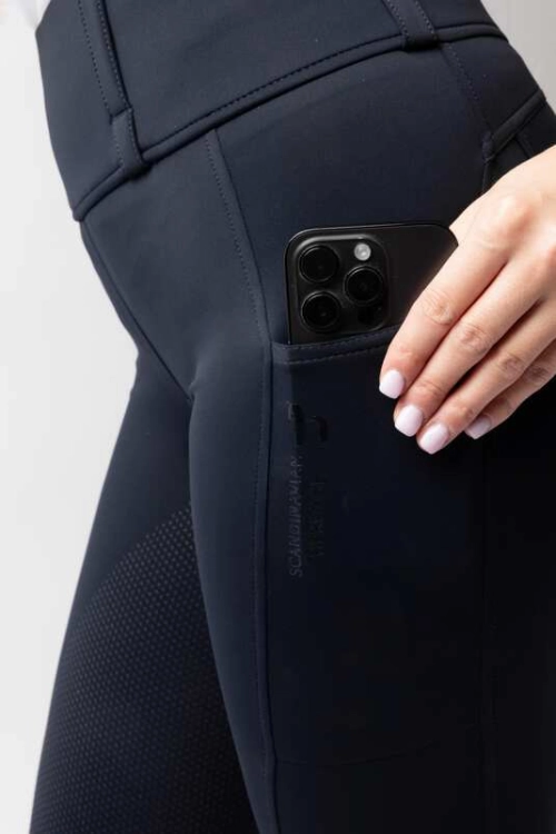 Breginsy z kieszeniami na telefon Horze Anya w kolorze granatowym