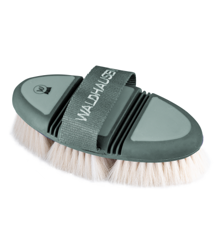 Szczotka dla konia z naturalnym włosiem Waldhausen Flex Finishing w kolorze zielonym