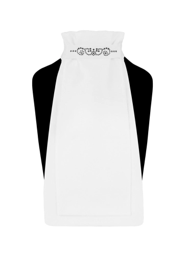 Plastron jeździecki Fair Play Andrea Chic w kolorze białym z czarnymi kryształkami