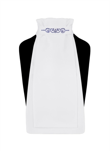 Plastron jeździecki Fair Play Andrea Chic w kolorze białym z granatowymi kryształkami