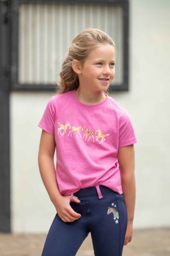 Bluzka jeździecka dziecięca HKM Junior Pony Club w kolorze różowym