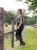 Legginsy jeździeckie letnie Horze Mathilde w kolorze granatowym zaprezentowane przez modelkę