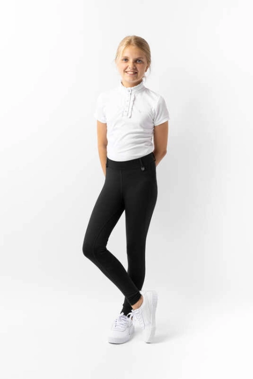 Legginsy jeździeckie dziecięce Horze Dea w kolorze jet black