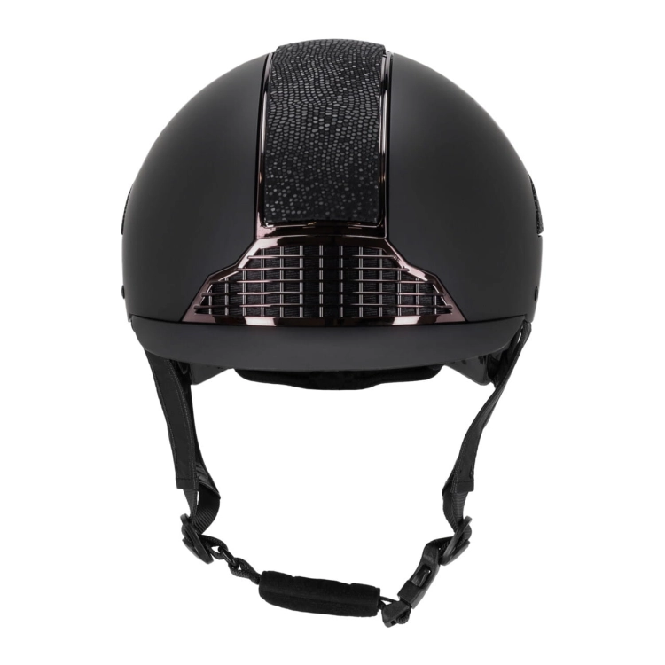 Kask do jazdy konnej z wąskim daszkiem QHP Detroit w kolorze czarnym