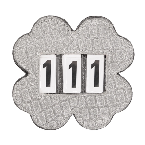 Numerek startowy jeździecki QHP Clover w kolorze srebrnym