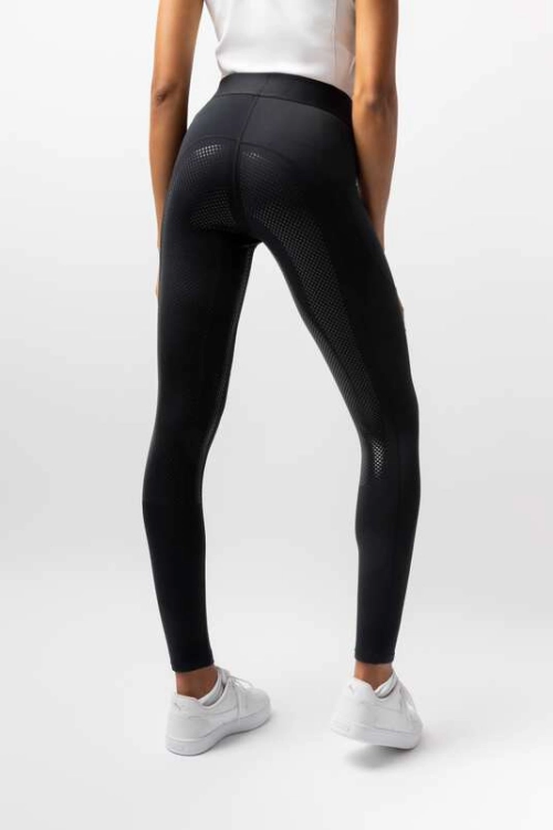 Legginsy jeździeckie damskie Horze Maia w kolorze czarnym widoczne z tyłu