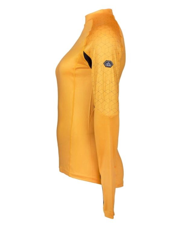 Bluzka jeździecka dla dziecka QHP Junior Eldorado w kolorze citrus widoczna z boku