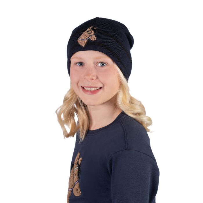 Czapka zimowa dziecięca z koniem HKM Junior Mia w kolorze granatowym