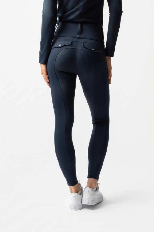Legginsy jeździeckie zimowe Horze Anya w kolorze blueberry widoczne z tyłu