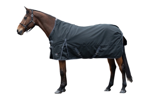Derka padokowa z polarem HKM Highneck Glasgow 1200D w kolorze black na koniu
