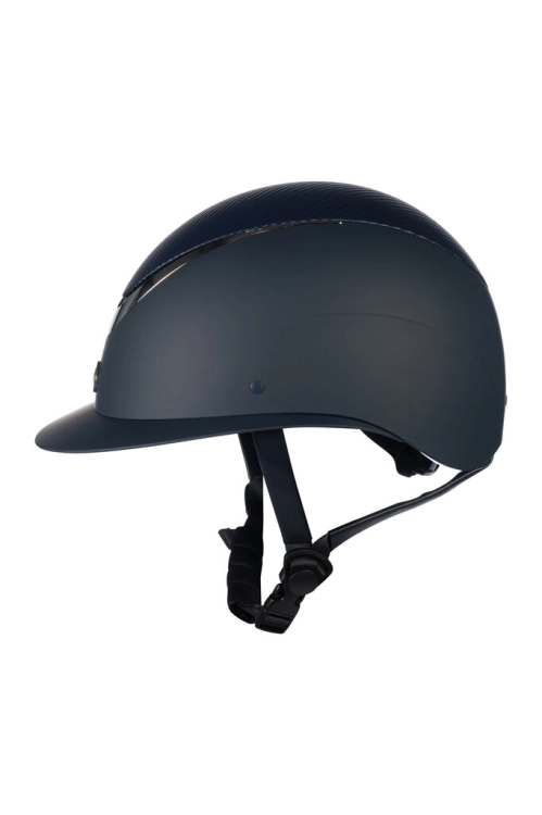 Kask jeździecki HKM Alarion w kolorze granatowo-srebrnym widoczny z boku