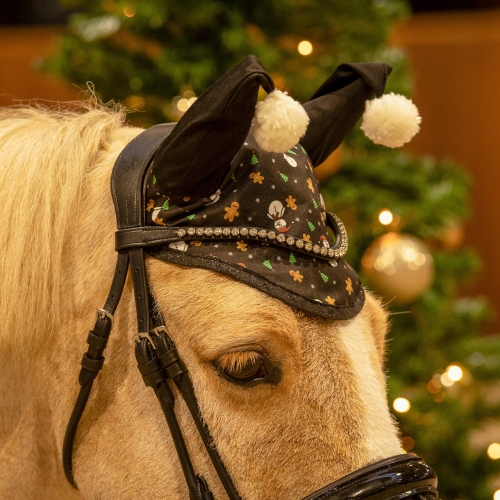 Nauszniki świąteczne dla konia QHP Christmas Snowman na koniu