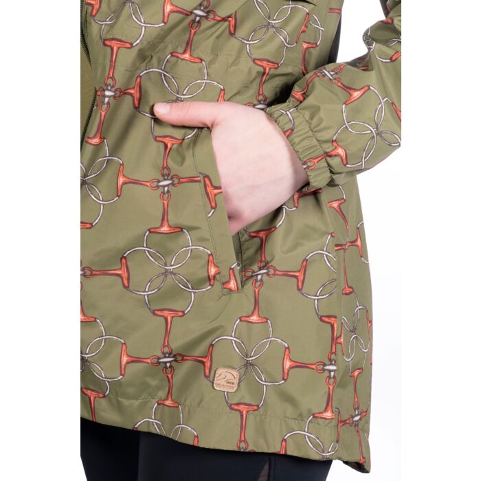 Kurtka jeździecka przeciwdeszczowa z kieszeniami na zamek HKM Edinburgh w kolorze olive green