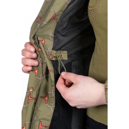 Kurtka jeździecka przeciwdeszczowa z regulacją w talii HKM Edinburgh w kolorze olive green