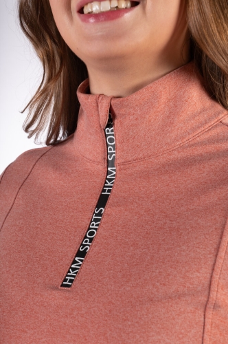 Koszulka jeździecka zimowa ze stójką HKM Supersoft II w kolorze copper