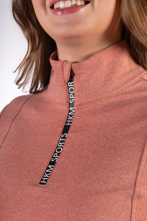 Koszulka jeździecka zimowa ze stójką HKM Supersoft II w kolorze copper