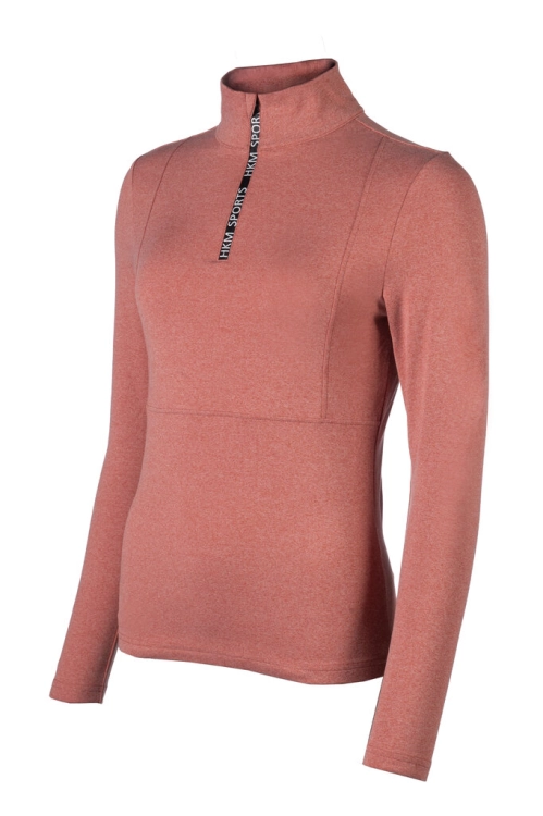 Koszulka jeździecka z długim rękawem HKM Supersoft II w kolorze copper