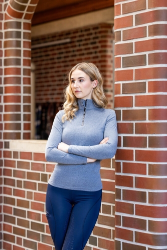 Bluzka jeździecka zimowa damska HKM Supersoft II w kolorze deep blue