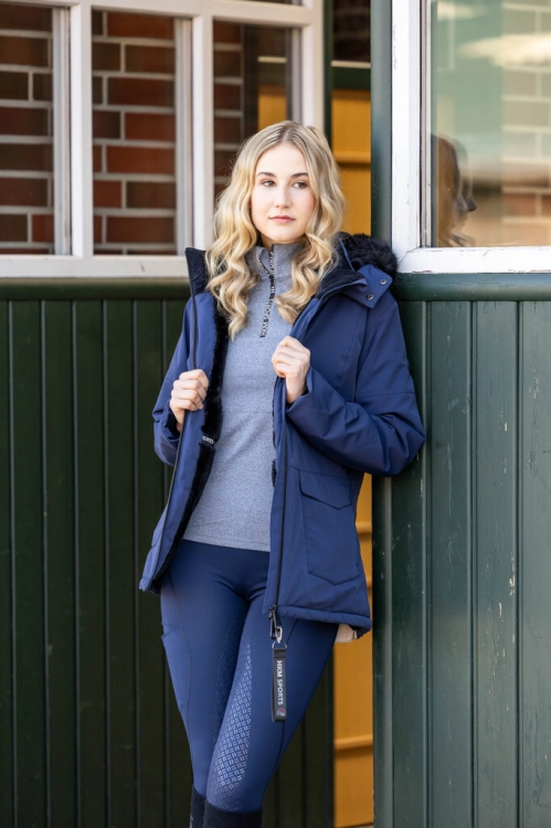 Bluzka do jazdy konnej zimowa damska HKM Supersoft II w kolorze deep blue