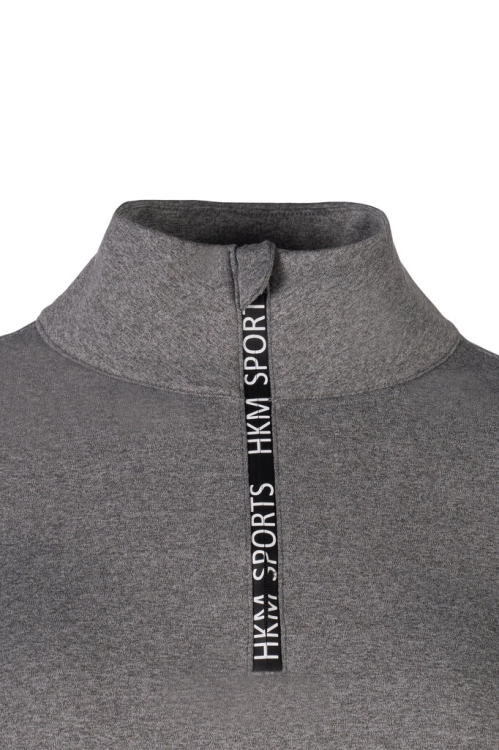 Koszulka jeździecka zimowa ze stójką HKM Supersoft II w kolorze grey mottled