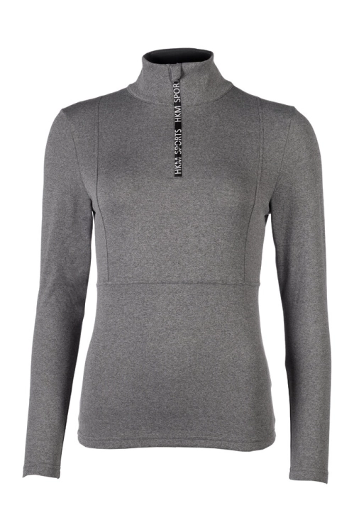 Koszulka jeździecka z długim rękawem HKM Supersoft II w kolorze grey mottled