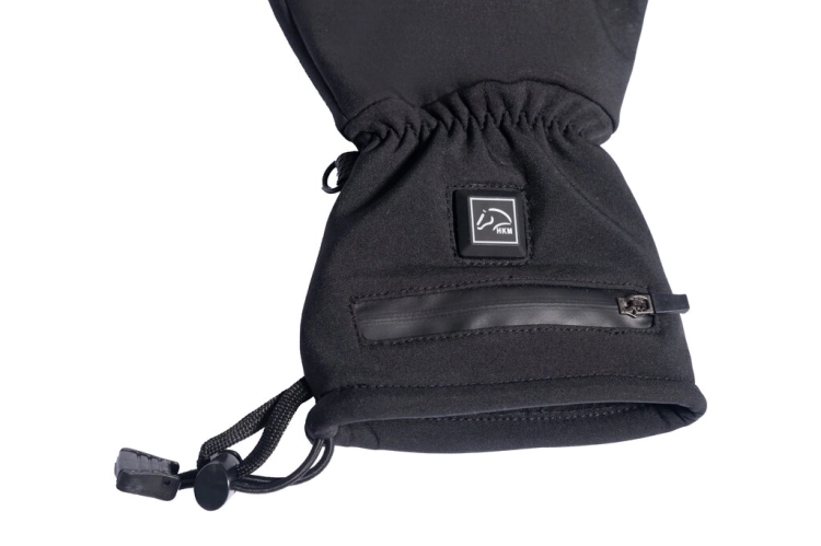 Rękawiczki jeździeckie z kieszonką na powerbank HKM Keep Warm w kolorze czarnym