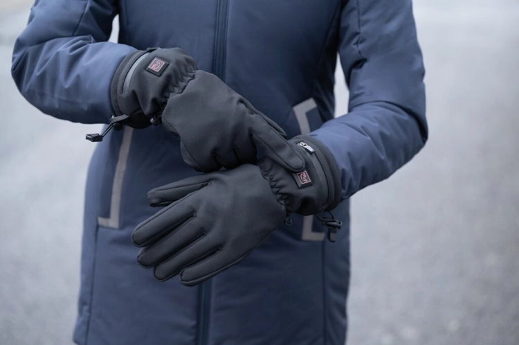 Rękawiczki jeździeckie z ogrzewaniem HKM Keep Warm w kolorze czarnym