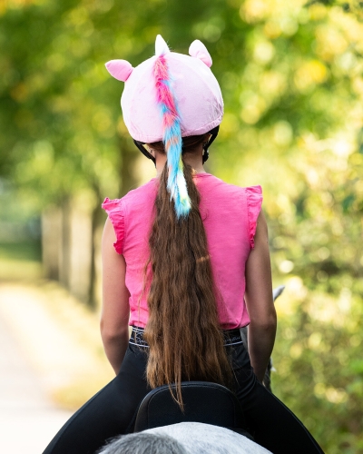 Polarowa czapka na kask QHP Unicorn w kolorze różowym