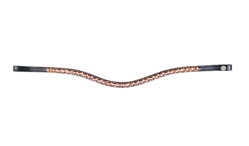 Naczółek do ogłowia HKM Glamour w kolorze brązowym z kryształkami  rosegold
