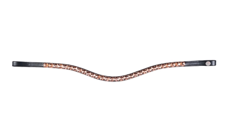 Naczółek do ogłowia HKM Glamour w kolorze brązowym z kryształkami  rosegold