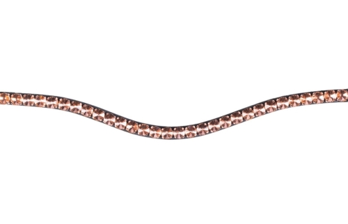 Naczółek dla konia HKM Glamour w kolorze brązowym z kryształkami  rosegold