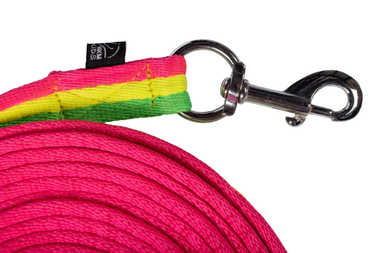 Lonża z solidnym karabińczykiem HKM Rainbow