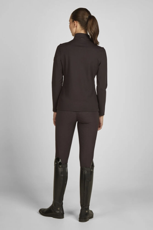 Bluzka jeździecka zimowa Eskadron Half-Zip w kolorze black truffle widoczna z tyłu
