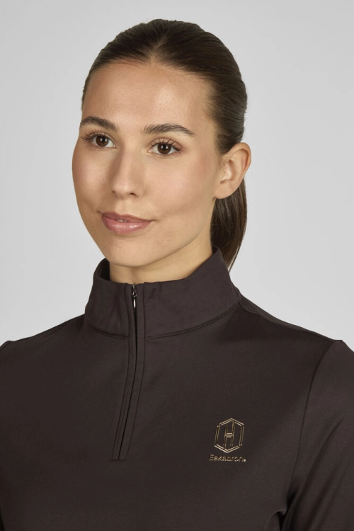 Bluzka jeździecka termiczna ze stójką Eskadron Half-Zip w kolorze black truffle