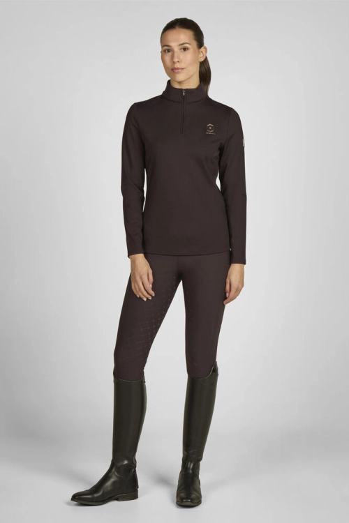 Koszulka jeździecka zimowa Eskadron Half-Zip w kolorze black truffle widoczna z przodu