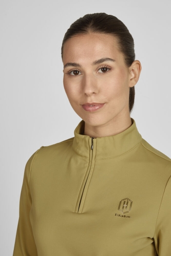 Koszulka jeździecka termiczna ze stójką Eskadron Half-Zip w kolorze cardamom