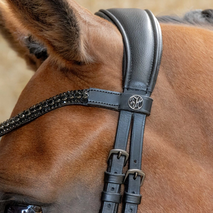 Ogłowie z anatomiczną potylicą Harry's Horse Anatom w kolorze czarnym