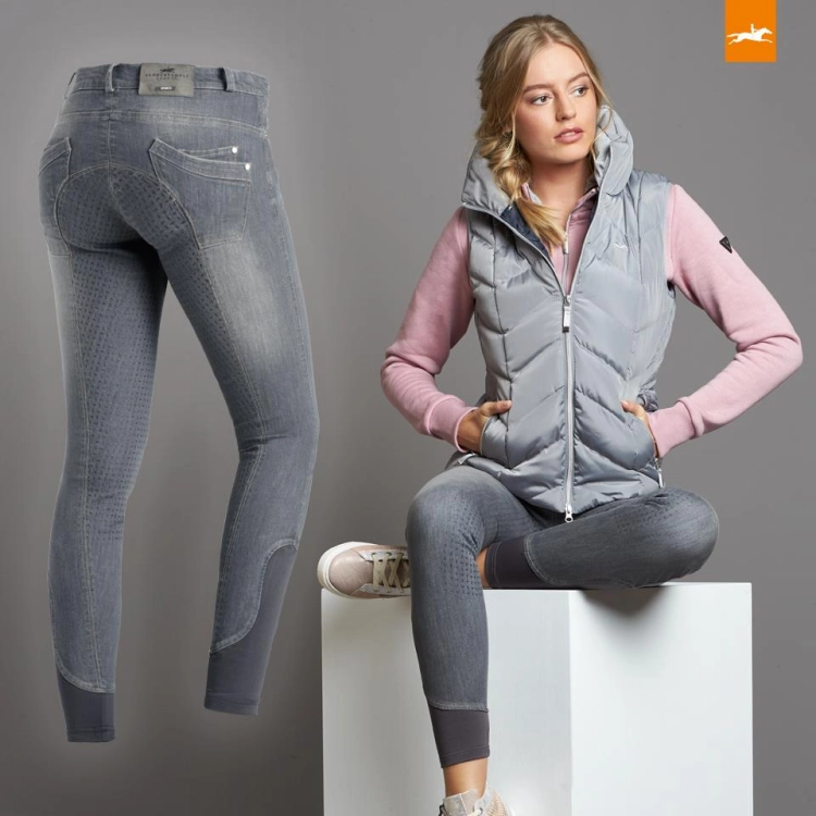 Bryczesy damskie jeansowe Schockemöhle Delphi Jeans w kolorze szarym