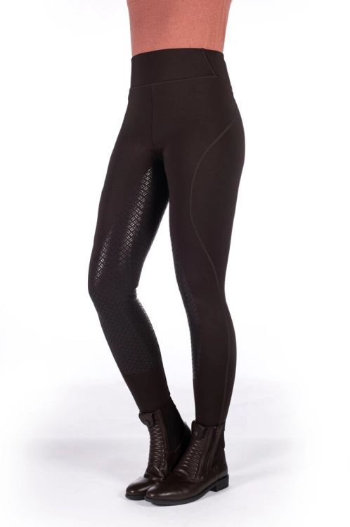 Legginsy jeździeckie zimowe HKM Rio w kolorze brązowym