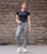 Bryczesy z kryształkami ELT Comfort Glam w kolorze szarym widoczne z przodu