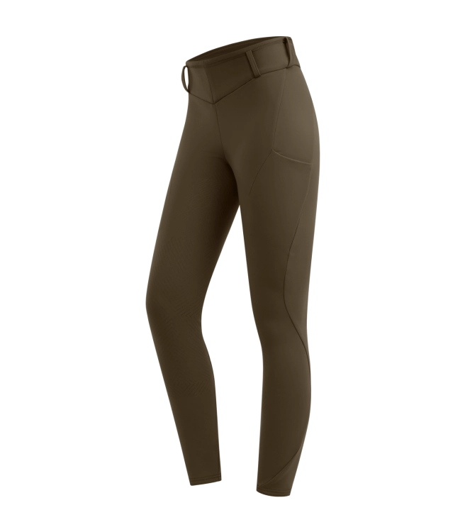 Legginsy do jazdy konnej zimowe ELT Rena w kolorze zielonym widoczne z przodu