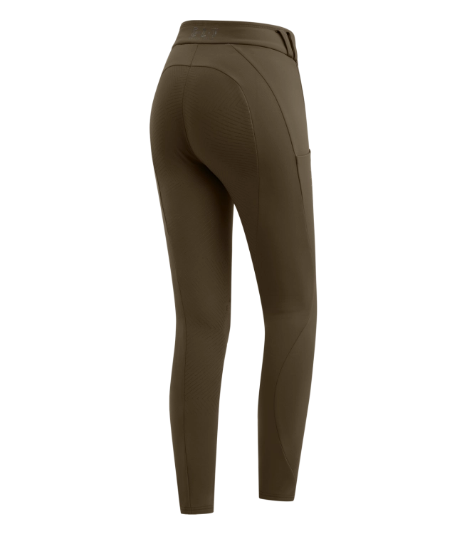 Legginsy do jazdy konnej zimowe ELT Rena w kolorze zielonym widoczne z tyłu