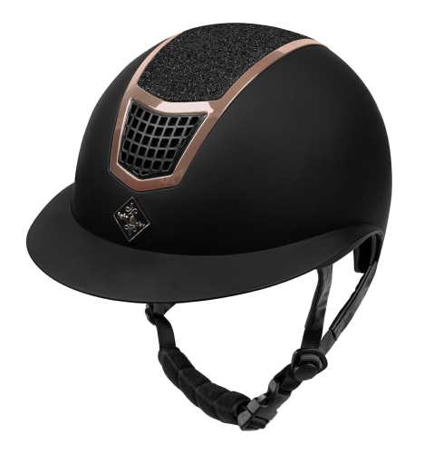 Kask jeździecki z szerokim daszkiem Fair Flay Quantium Eclipse W-V w kolorze black/rosegold