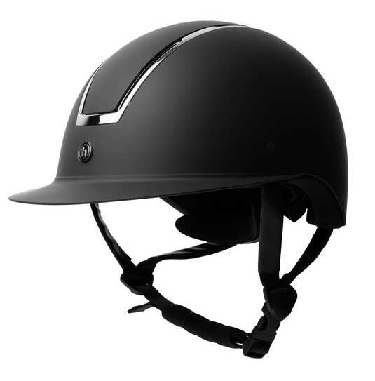 Kask jeździecki z szerokim daszkiem Horze Altitude w kolorze czarnym ze srebrem